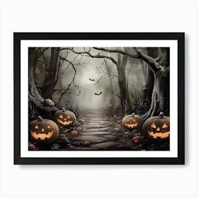 Halloween Pumpkins In The Woods 2 Art Print