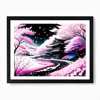 Cherry blossom wall art 8x12 frame Sakura decor Pressed pink - Inspire  Uplift