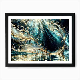 Sparkling golden waves in the sea 6 Art Print