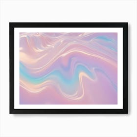 Abstract Image Of A Smooth, Flowing, Pastel Pink And Blue Liquid, Resembling Waves Or A Textured Surface Art Print