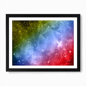 Red, Blue Galaxy Space Background Art Print