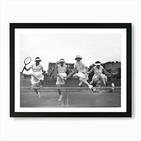 Women Playing Tennis, Black and White Old Photo, Vintage Tennis Art Art Print