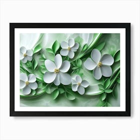 White Flowers Wallpaper 1 Art Print