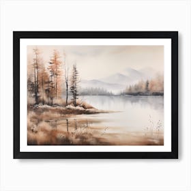 A Painting Of A Lake In Autumn 18 Art Print