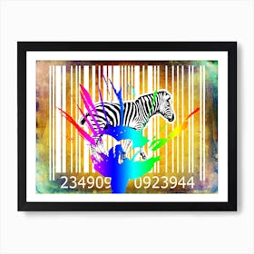 Funny Barcode Animals Art Illustration In Painting Style 035 Art Print