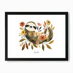 Little Floral Sloth 1 Poster Art Print