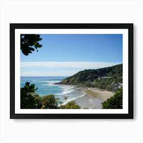 Gold Coast Beach, Near Burliegh Heads. Drone, Aerial Image Overlooking The Waves And Mountains Art Print