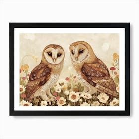 Floral Animal Illustration Owl 4 Art Print