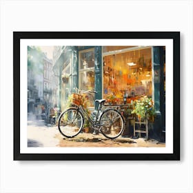 Bicycle In Front Of Shop Art Print