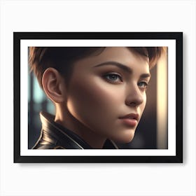 Sporty Short Haired Girl Art Print