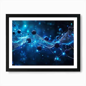 Abstract Digital Banner Featuring Interconnected Data Points Symbolizing An Ai Network Three Dimens Art Print