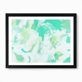 Green And White Abstract Painting Art Print