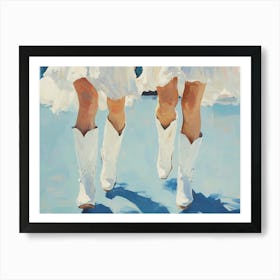 Two Women In White Cowboy Boots Art Print