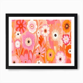 Flowers On A Pink Background Art Print