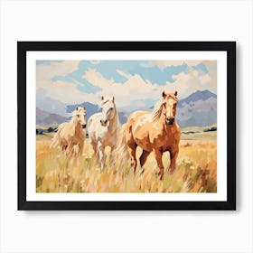 Horses Painting In Queenstown, New Zealand, Landscape 4 Art Print