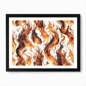 Flames On A White Background Art Print