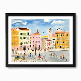 Livorno Italy Cute Watercolour Illustration 4 Art Print