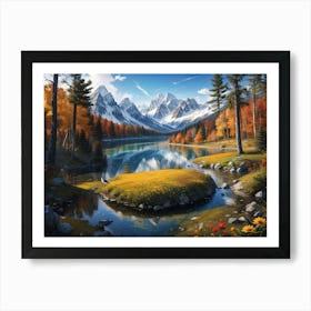 Mountain river landscape painting #7 Art Print