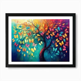 Colorful Tree With Leaves Hanging Branches 3d Art Print