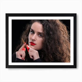 Young Woman With Red Lipstick Art Print