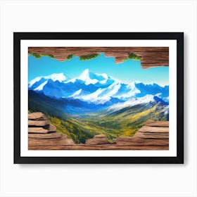 Mountain View From A Window Art Print