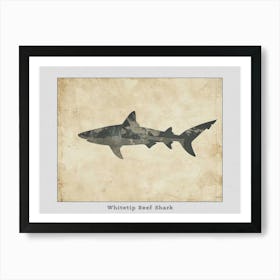 Whitetip Reef Shark Shark Silhouette 7 Poster Art Print