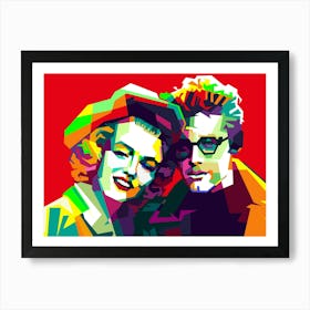 Marilyn Monroe And James Dean Pop Art WPAP. Duo iconic legend 60s Hollywood movies. Art Print