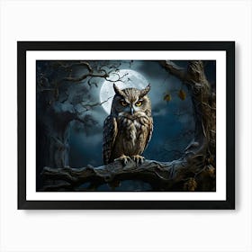 Owl In The Forest Paintings Art Print Art Print