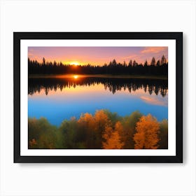 Sunset Over A Lake 8 Art Print