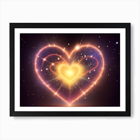 A Colorful Glowing Heart On A Dark Background Horizontal Composition 56 Art Print