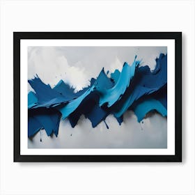 Abstract Image Of Blue Paint Streaks Resembling A Wave Or Flow Of Energy Art Print