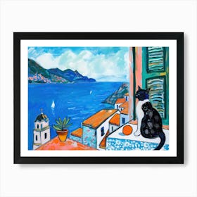 Cat Black On A Window Matisse Style In Italy Art Print