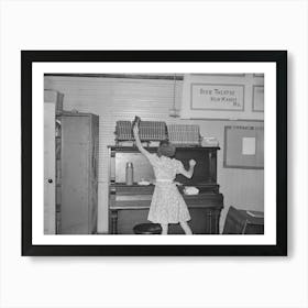 Child Removing Book From Shelf In School Room, Southeast Missouri Farms By Russell Lee Art Print