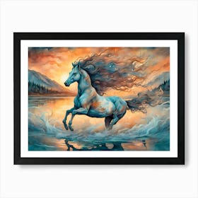 Horse In The Water - Ai Art Print