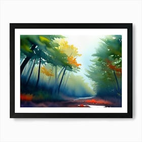Watercolor Of A Forest 5 Art Print