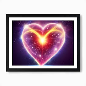 A Colorful Glowing Heart On A Dark Background Horizontal Composition 51 Art Print