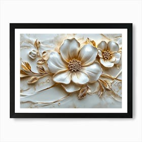 3d Ceramic Tiles With A Beautiful Italian Style Golden Flower Art Print