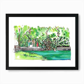 Kids By The River Art Print