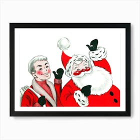 Santa Claus And A Paper Boy Greeting Art Print