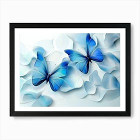 Two 3d Blue Butterflies Art Print