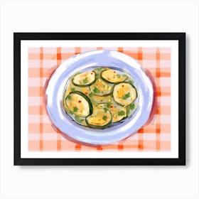 A Plate Of Zucchini, Top View Food Illustration, Landscape 3 Art Print