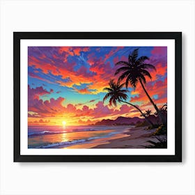 Sunset On The Beach 38 Art Print