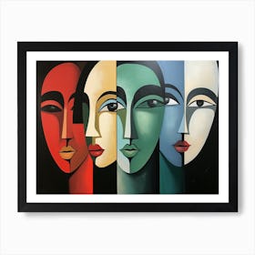 Four Faces By Sreekumar Art Print