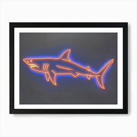 Orange Smooth Hammerhead Neon Shark 1 Art Print