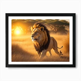 Lion In The Grass Art Print