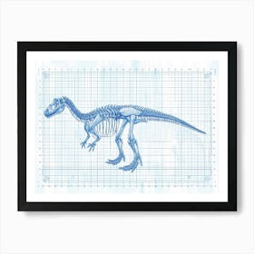 Diplodocus Skeleton Hand Drawn Blueprint 1 Art Print