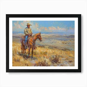 Cowboy In Great Plains 1 Art Print