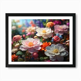 Flowers In The Garden Paintings Art Print Art Print