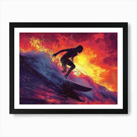 Surfer At Sunset 1 Art Print