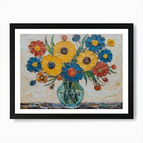 Vase Full Of Flowers On The Table Art Print